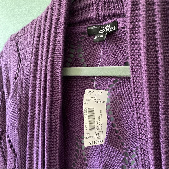 Deep Purple Wool Mix Knit Cardigan - Picture 3 of 7